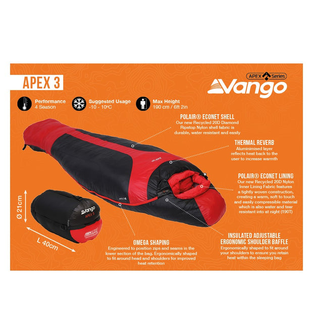 Vango Apex 3 Sleeping Bag - Harissa