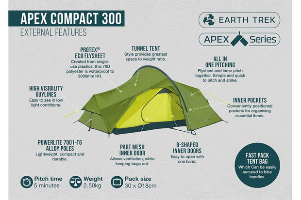 Vango Apex Compact 300 Backpacking Tent - Green
