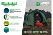 Vango Apex Geo 200 Semi-Geodesic Backpacking Tent - Green