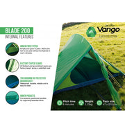Vango Blade Pro 200 2 Person Trekking Tent (2023) - Pamir Green