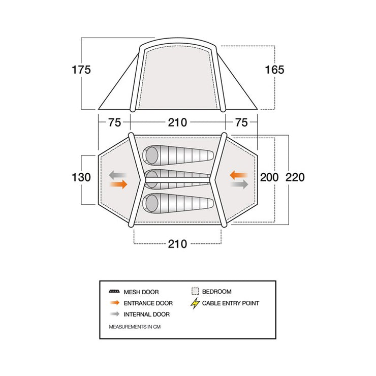 Vango Classic Air 300 3 Person Airbeam Tent - Orange