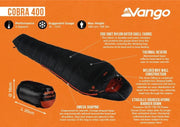 Vango Cobra 400 Down Sleeping Bag - Anthracite