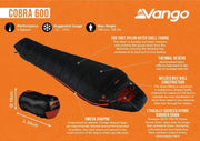 Vango Cobra 600 Down Sleeping Bag - Anthracite