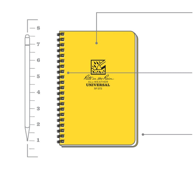 Rite In The Rain Side Spiral Notebook No. 373 - Yellow 4.875" x 7"