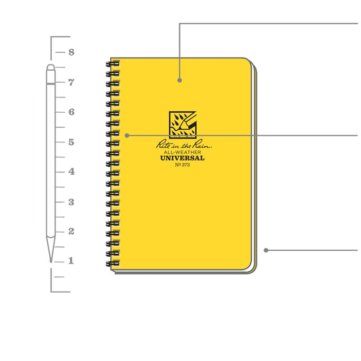 Rite In The Rain Side Spiral Notebook No. 373 - Yellow 4.875" x 7"