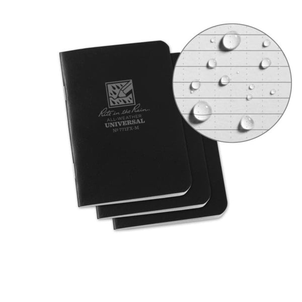 Rite in the Rain Stapled Notebook (3 Pack) No.771FX-M - Black 3¼" x 4⅝"