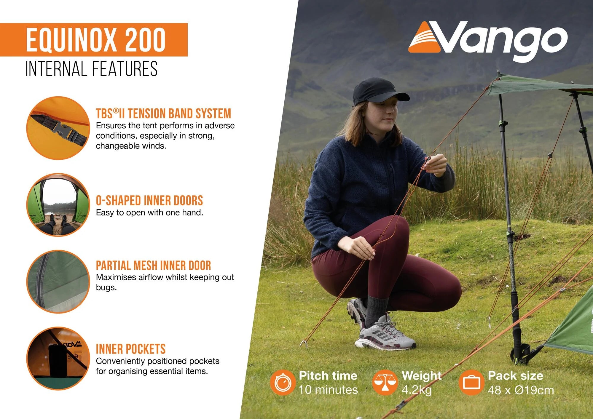 Vango Equinox 200 Tunnel Tent - Forest Green