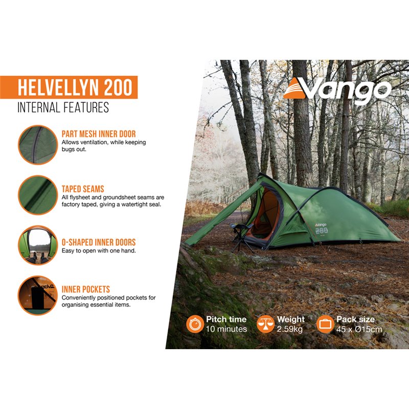 Vango Helvellyn 200 Backpacking Tent Version - Green