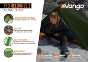 Vango F10 Helium UL 2 Lightweight Tent - Alpine Green