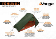 Vango F10 Helium UL 2 Lightweight Tent - Alpine Green