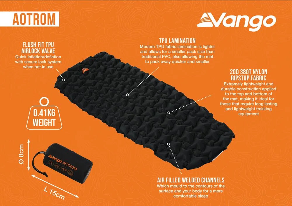 Vango Aotrom Trek 5cm Lightweight Sleeping Mat - Anthracite