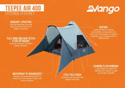 Vango Teepee Air 400 4 Person Airbeam Tent - Mineral Green