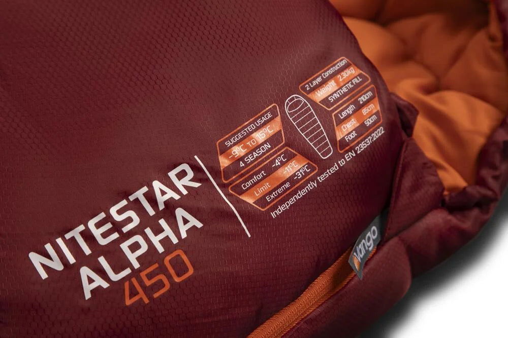 Vango Nitestar Alpha 450 Sleeping Bag - Winery red