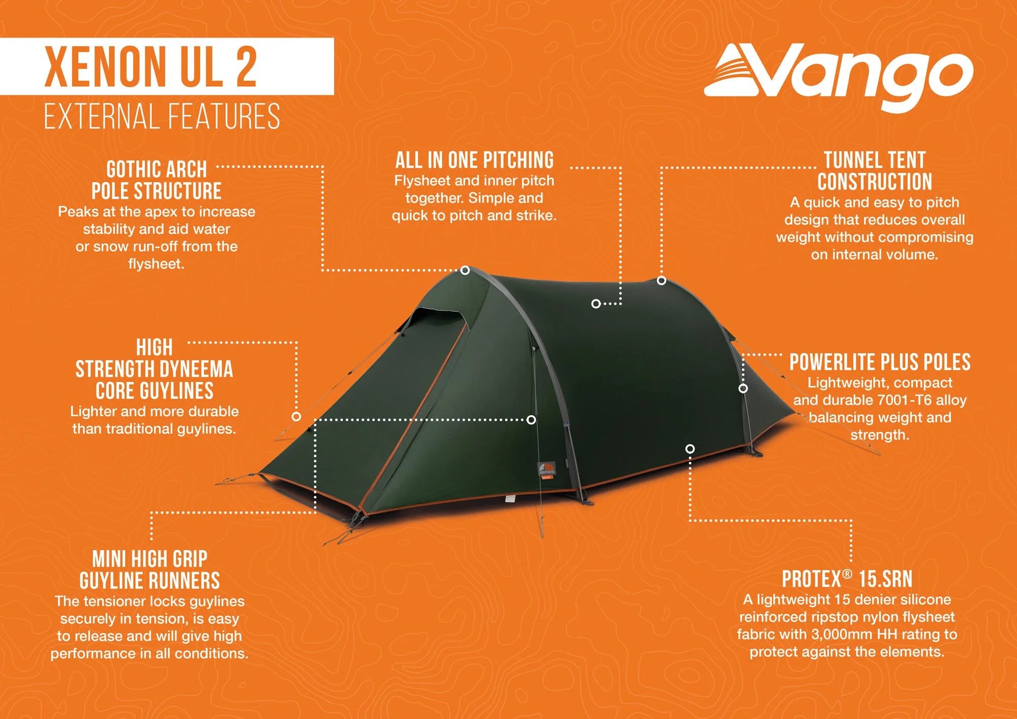 Vango F10 Xenon UL 2  2 Person Lightweight Tent - Alpine Green