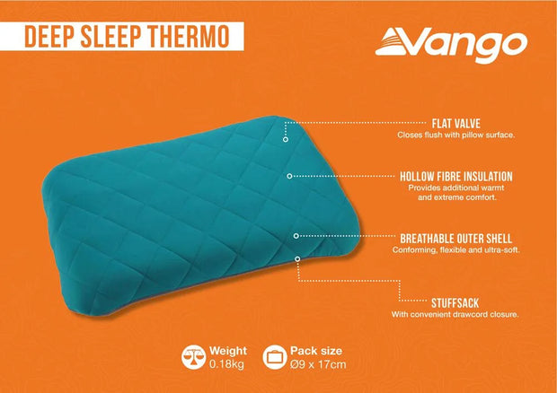 Vango Deep Sleep Thermo Camping/Travel Pillow - Atom Blue