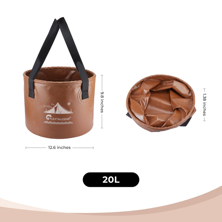 Flextail Flex Bucket - Foldable Waterproof Round Camping Bucket- 20 Litres