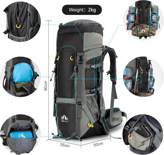 70L Night Cat Hiking Backpack with Internal Frame