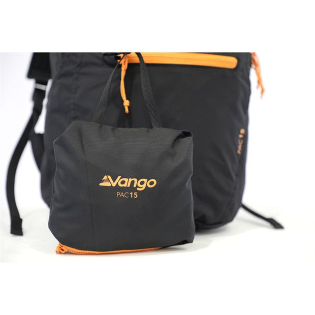 Vango Pac 15 Foldable Packable Rucksack - Black 15 Litres