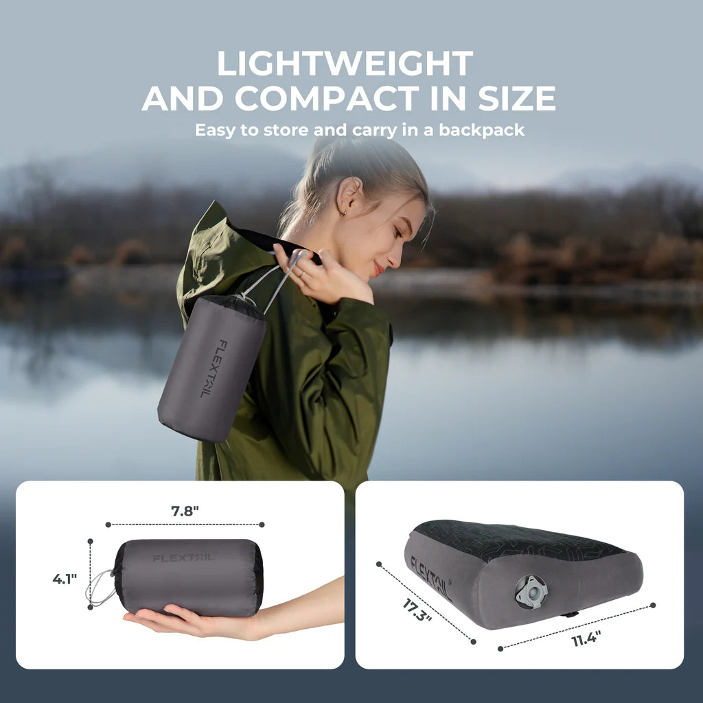 Flextail Zero Pillow B Shape Inflatable Camping Air Pillow - Grey