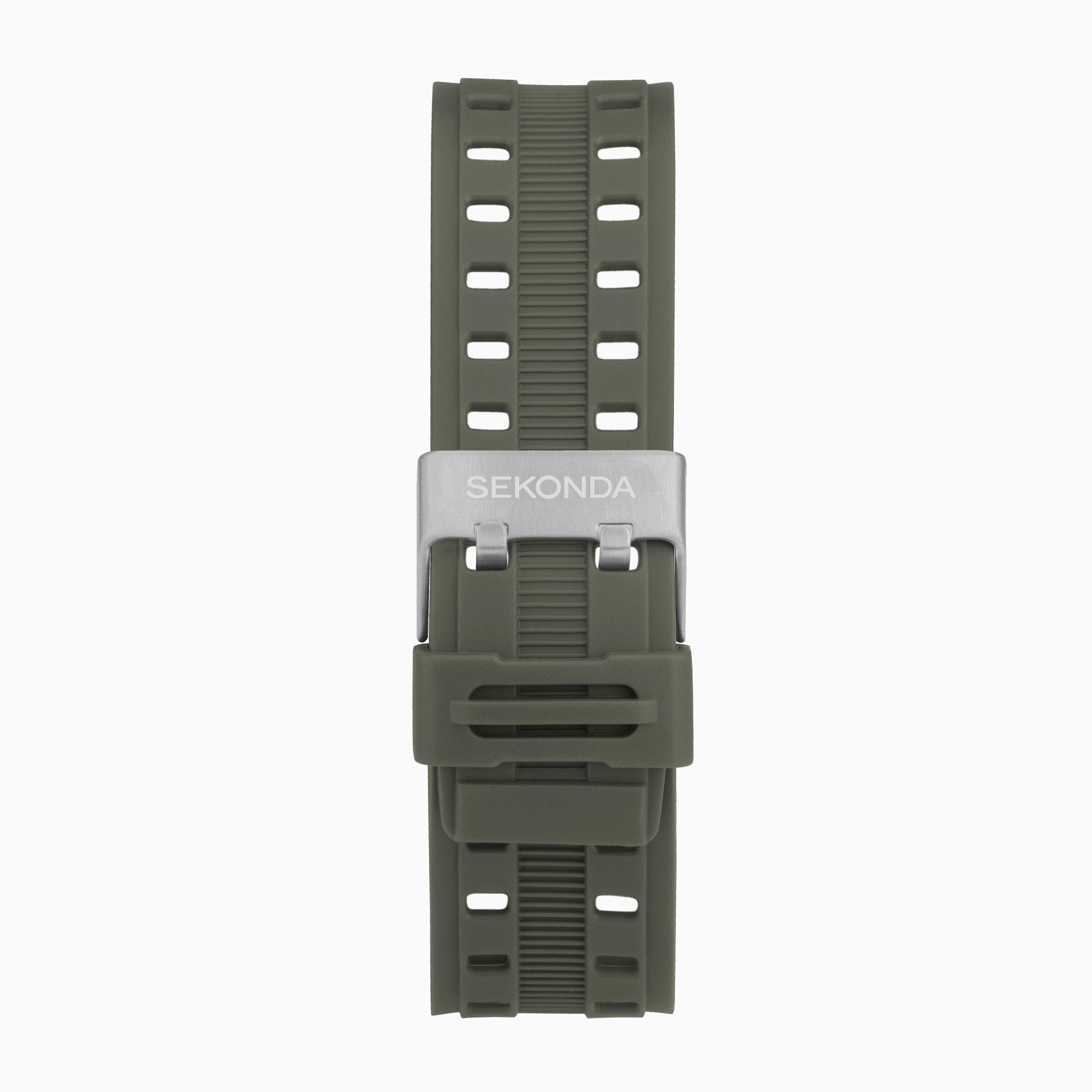 Sekonda Crossfell Digital Men's Watch - Black Plastic Case & Khaki Green Strap