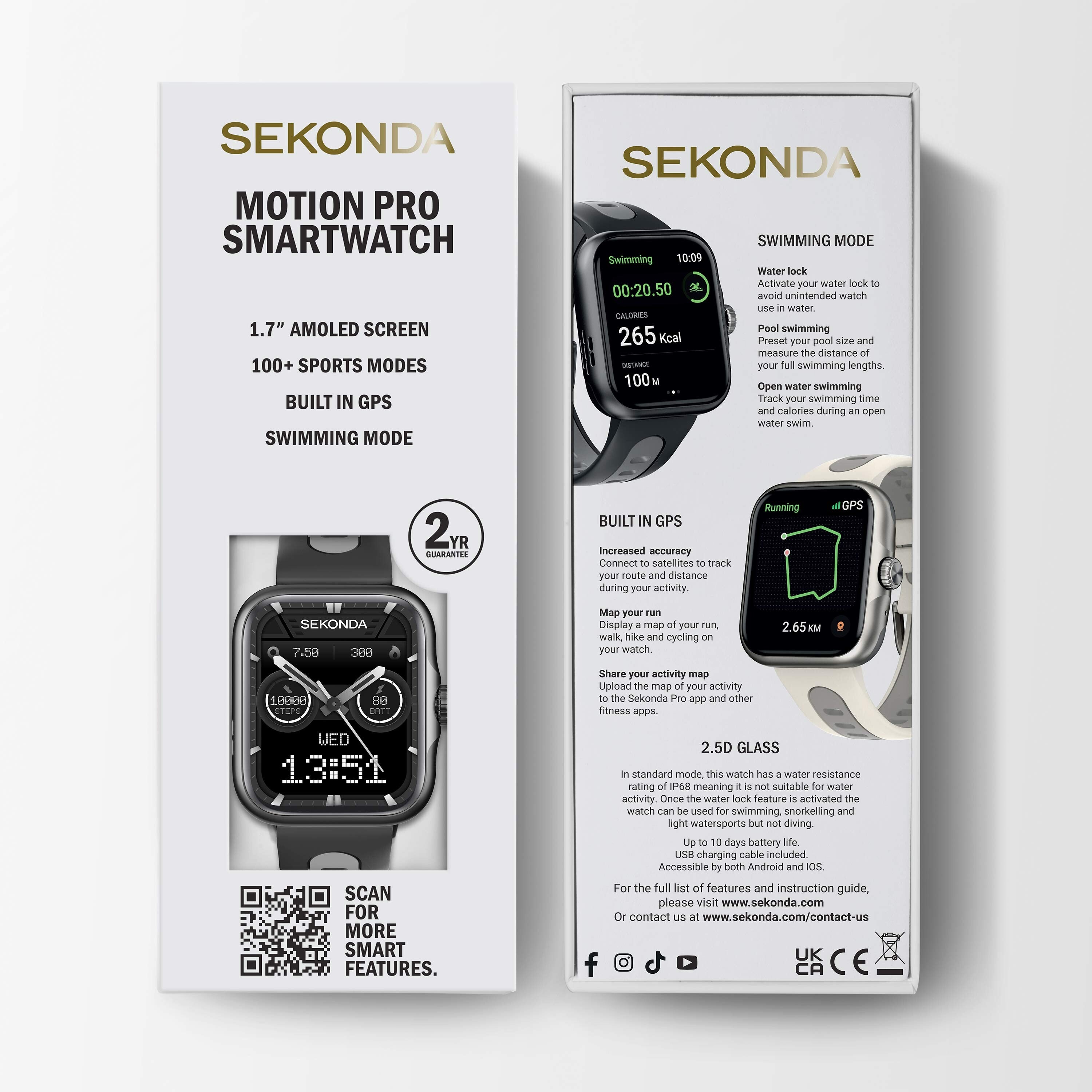 Sekonda Motion Pro GPS Smart Watch - Black Alloy Case & Black Silicone Strap