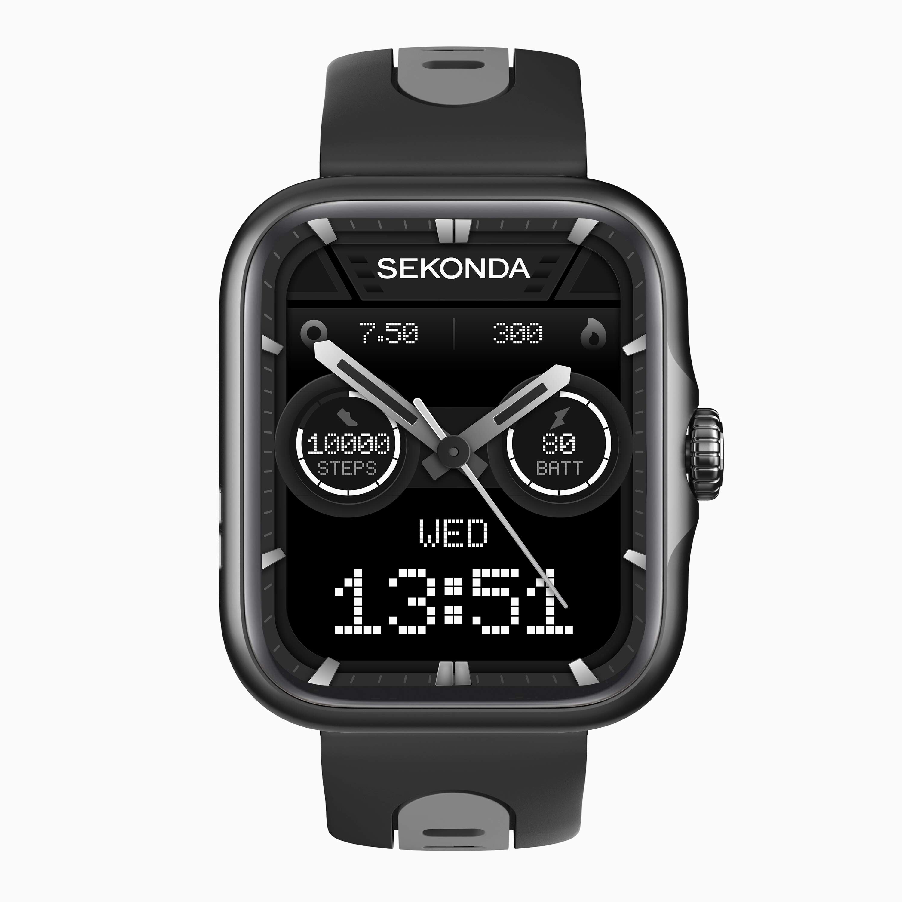 Sekonda Motion Pro GPS Smart Watch - Black Alloy Case & Black Silicone Strap