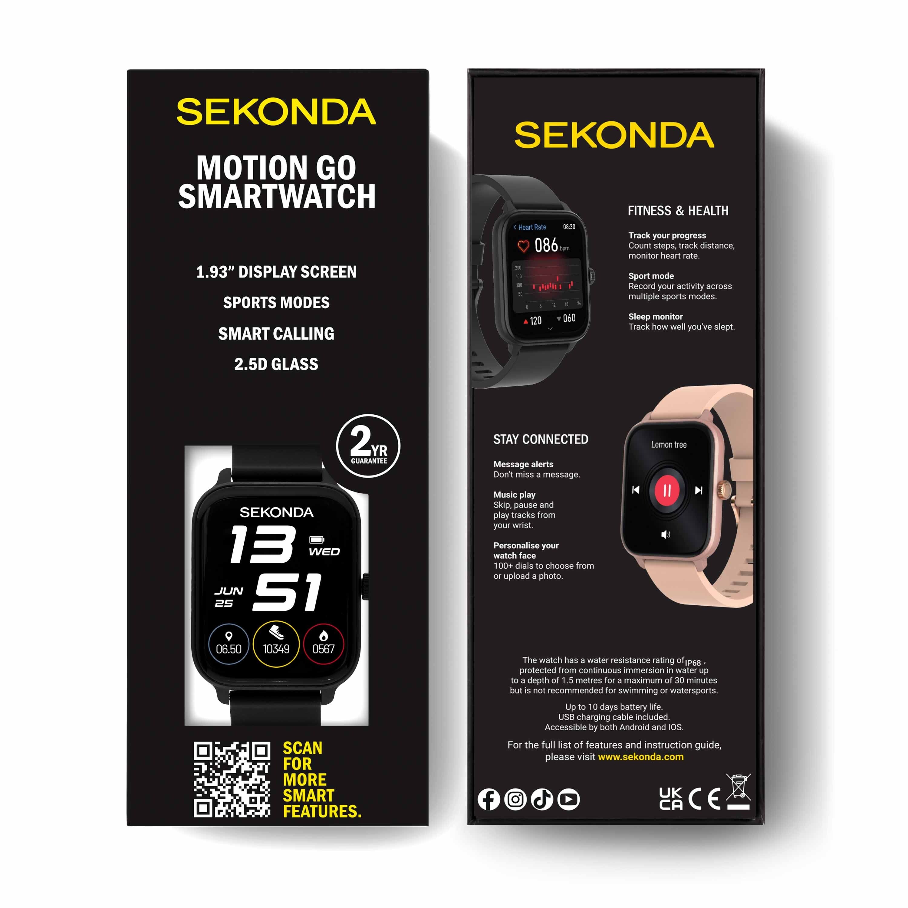 Sekonda Motion Go Smart Watch - Black Case and Silicone Strap