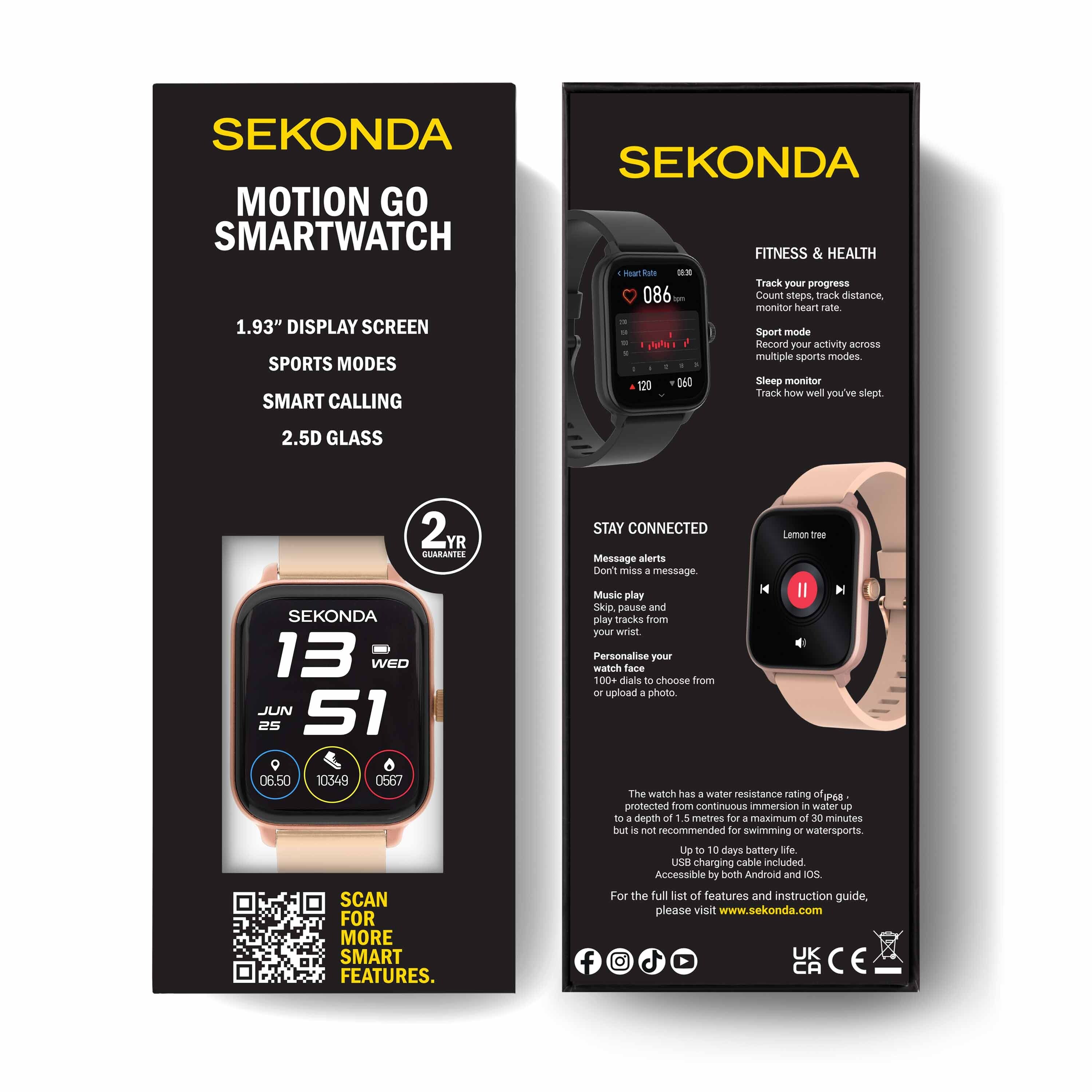Sekonda Women's Motion Go Smart Watch - Rose Gold Case and Pink Silicone Strap
