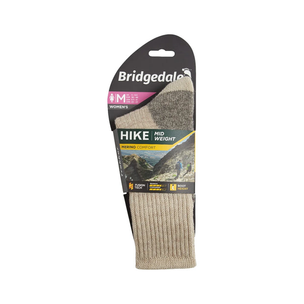 Bridgedale Women's Midweight Merino Comfort (Trekker) Socks - Natural