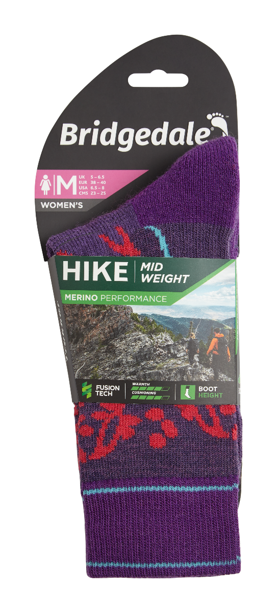 Bridgedale Women's Hike Midweight Endurance Boot Merino Performance Socks