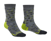 Bridgedale Men's Midweight Merino Performance Boot Sock (Trekker) - Grey/Lime