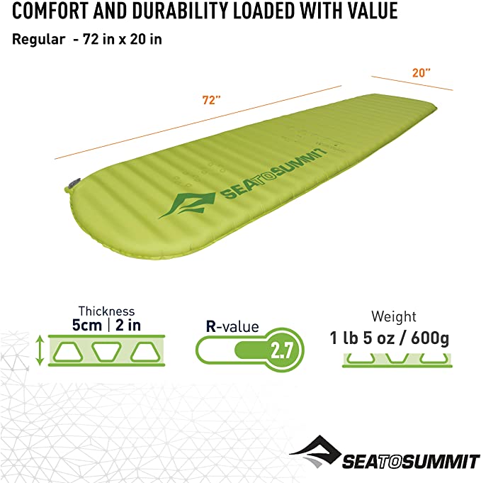 Sea To Summit Comfort Light Self Inflating Mat - Regular Green