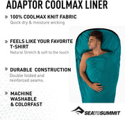 Sea To Summit Coolmax Adaptor Mummy Sleeping Bag Liner - Aqua