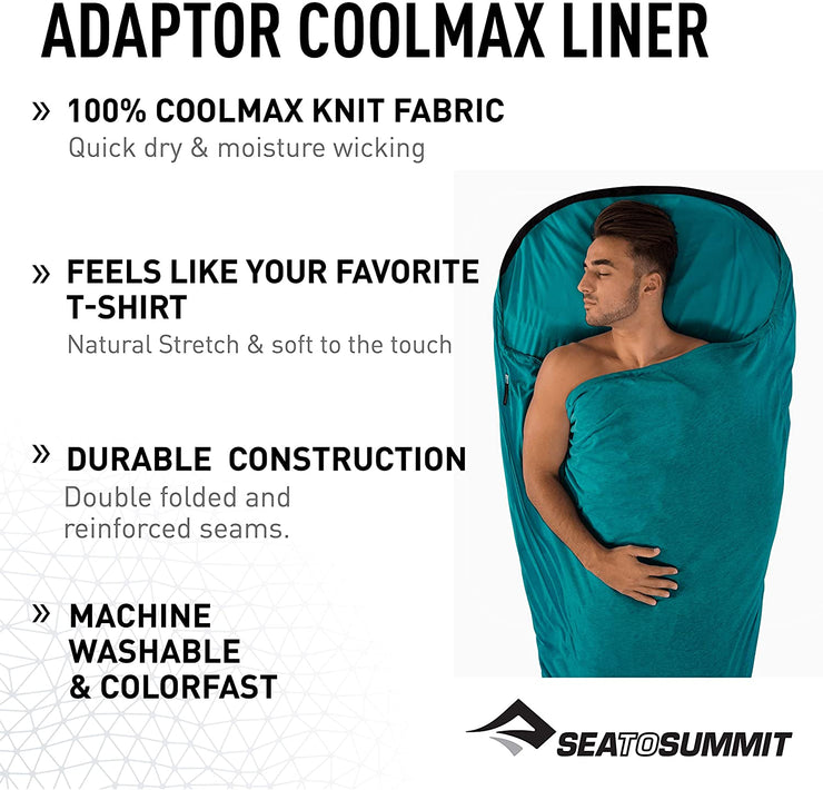 Sea To Summit Coolmax Adaptor Mummy Sleeping Bag Liner - Aqua