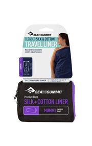 Sea To Summit Silk Cotton Sleeping Bag Liner - Mummy Navy