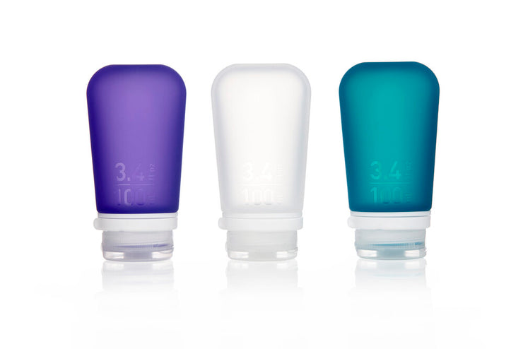 Humangear GoToob+ 3 Pack Large 100ml Travel Tube - Clear/Purple/Turquoise