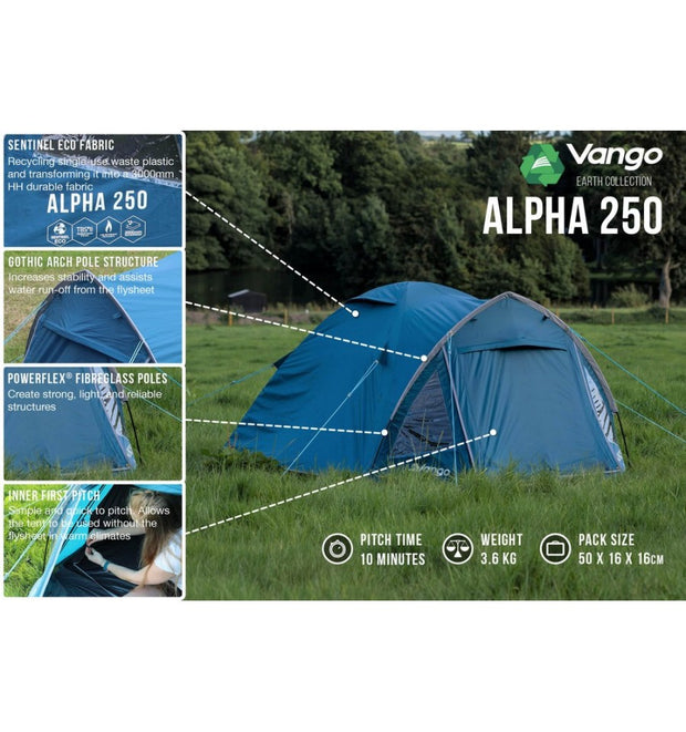 Vango Alpha 250 Earth Collection Eco Tent - Moroccan Blue