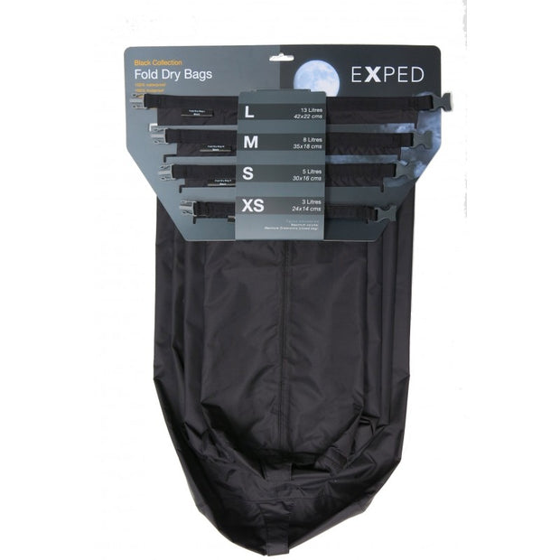 Exped Fold Dry Bag 4pack (Sizes XS-Large) - Black