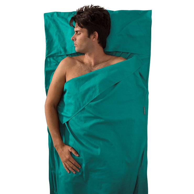 Sea To Summit Premium Cotton Sleeping Bag Liner With Pillow Insert - Traveller Seafoam