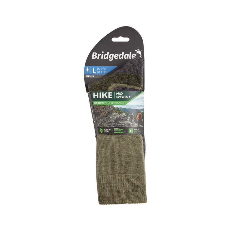 Bridgedale Men's Midweight Merino Performance Boot Sock (Trekker) - Green