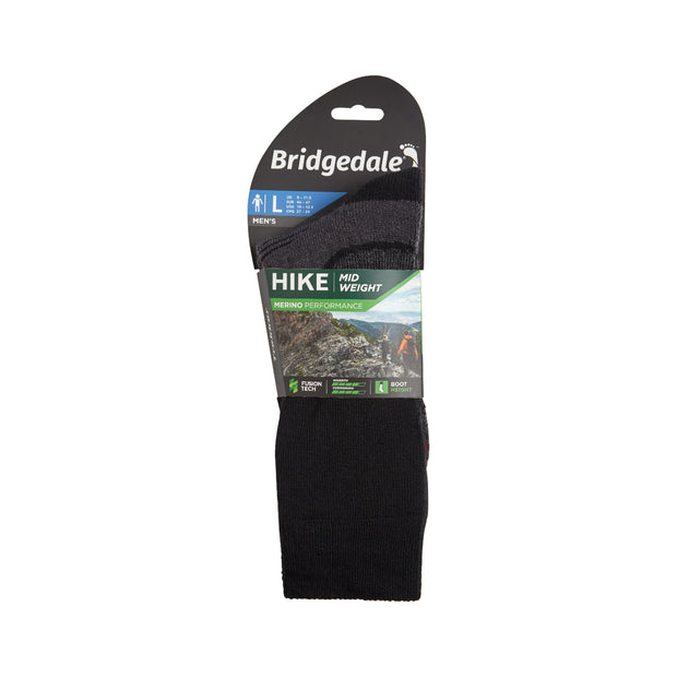 Bridgedale Men's Midweight Merino Performance Boot Sock (Trekker) - Black