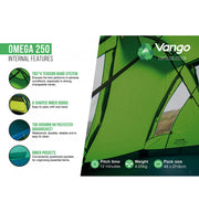 Vango Omega 250 Lightweight 2 Person Tunnel Tent - Pamir Green (2023)