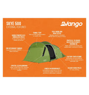 Vango Skye 500 5 Person Tunnel Tent - Treetops Green
